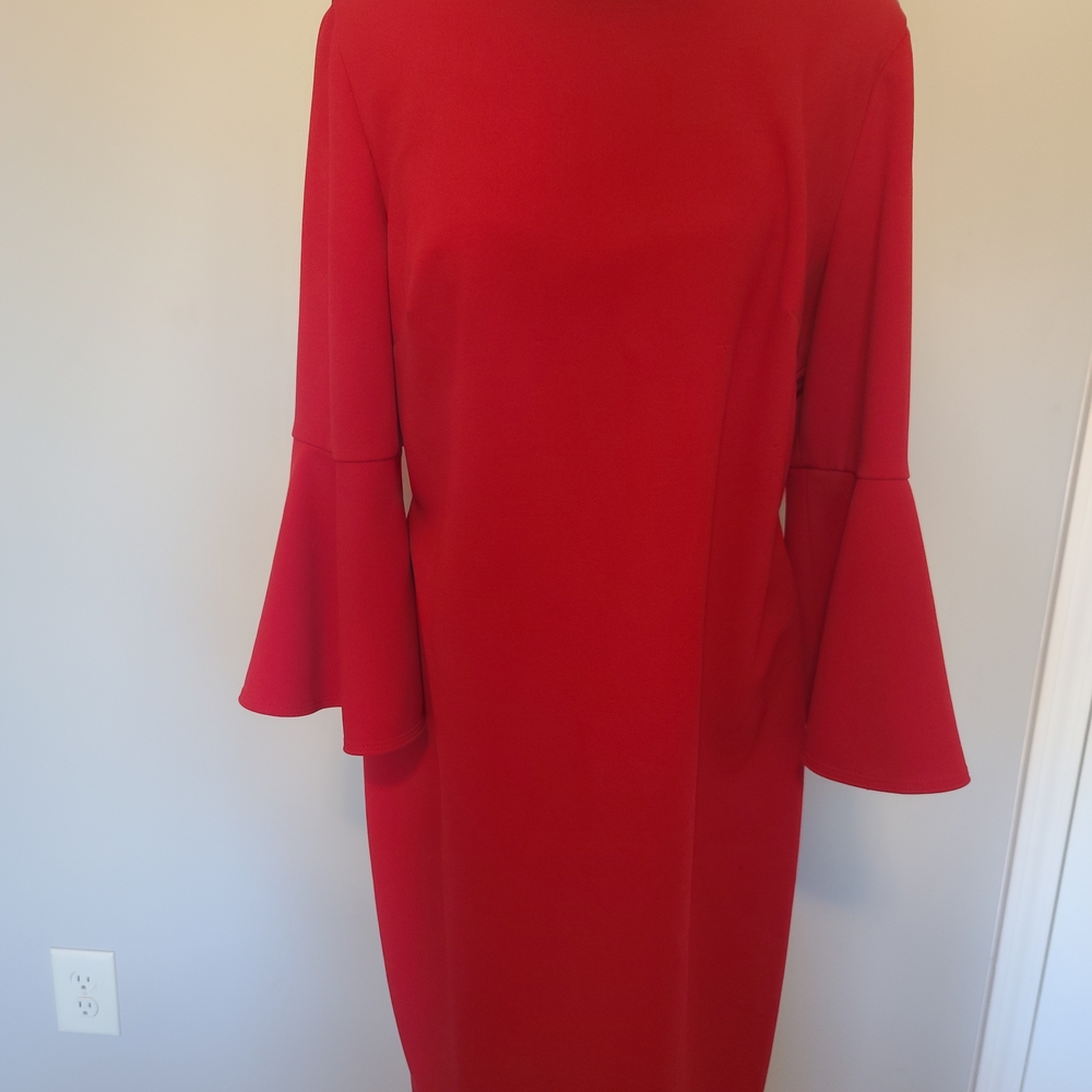 Calvin Klein Red Long Sleeve Dress